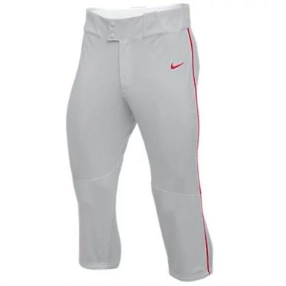 NIKE Men’s Vapor Select High Piped Baseball Pants Size L Gray & Red Softball - Picture 2 of 7
